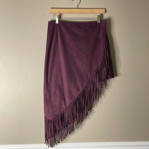 Express Fringe Suede Asymmetrical Skirt